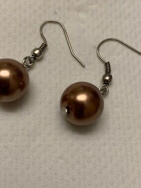 Macy's Bronze Pearl Drop Earrings